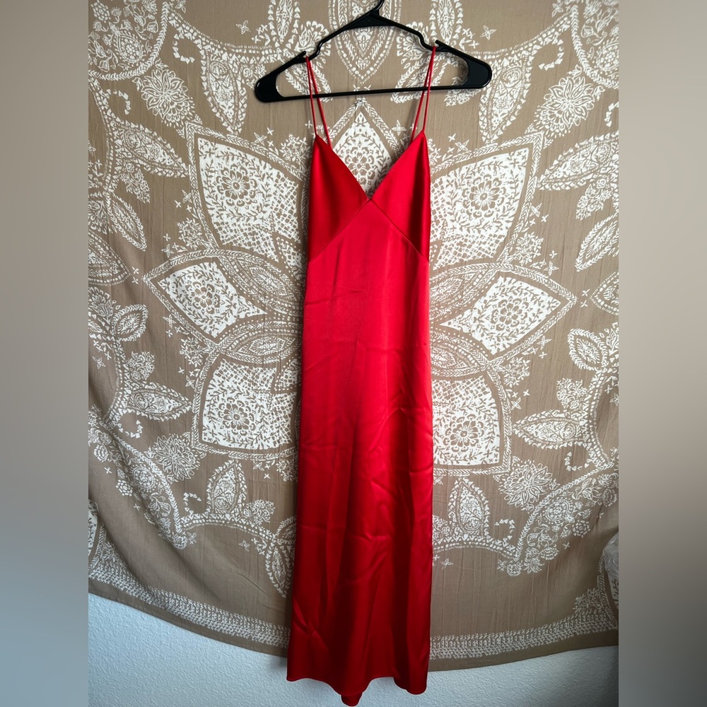 Alice and Olivia Slip MIDI Dress in Bright Red (Poppy)